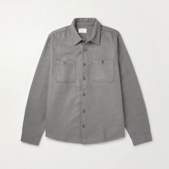 ONIA | Grey Mélange Brushed Flannel Shacket | NWT - Picture 1 of 7
